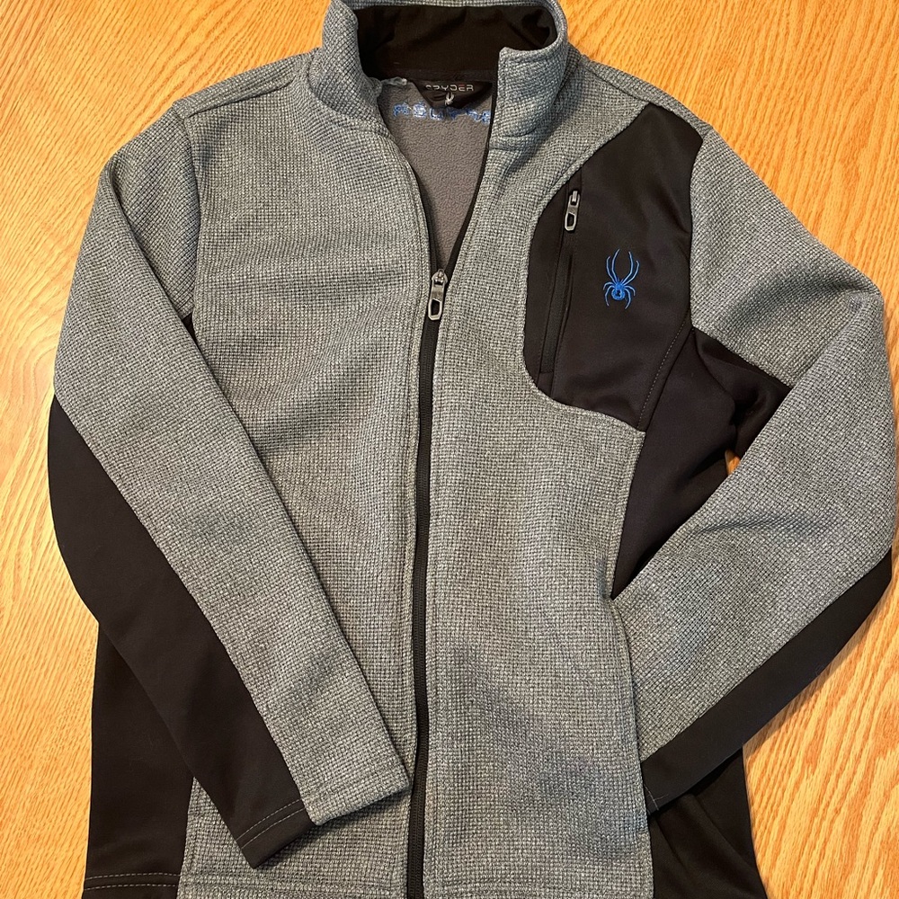 Boys grey and black zip front Spyder jacket
